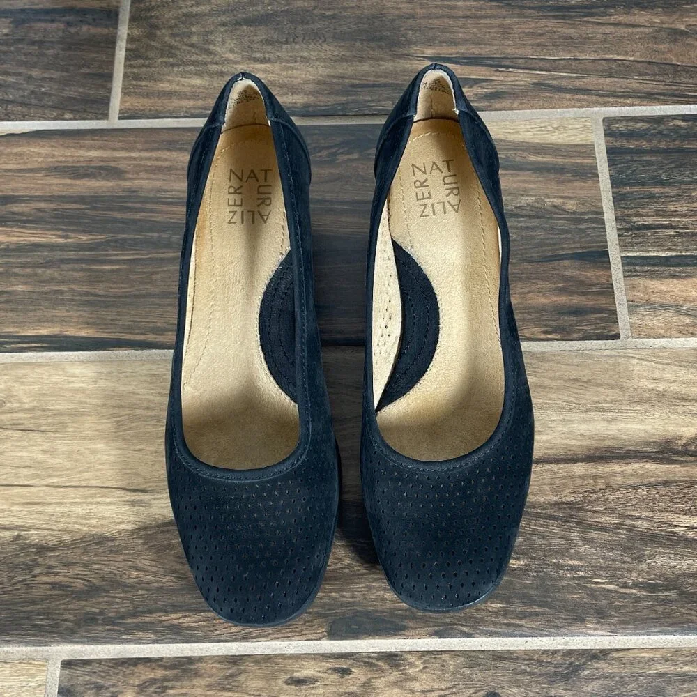 Naturalizer Betina 2 Womens Size 8.5 Shoes Black Leather Slip On Wedge